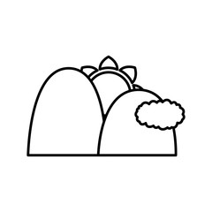 Sun mountains and cloud icon vector illustration graphic design