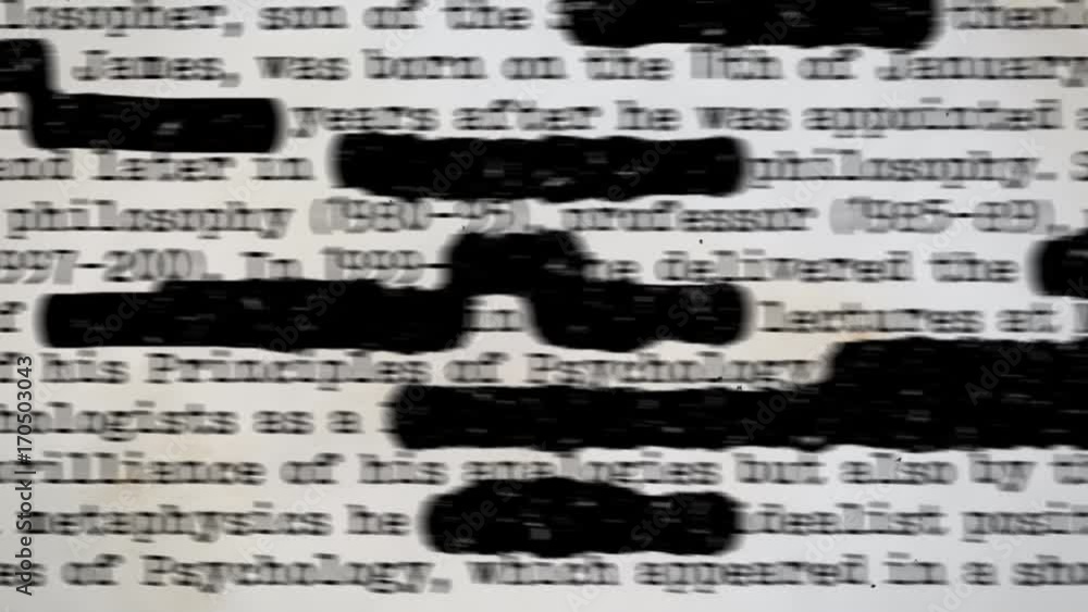 Poster secret 3d rendering of a hidden text covered with blurred black spaces on a police type profile with