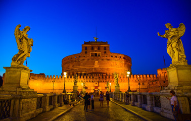 Fototapeta na wymiar Castel Sant'Angelo at night, Rome, Italy