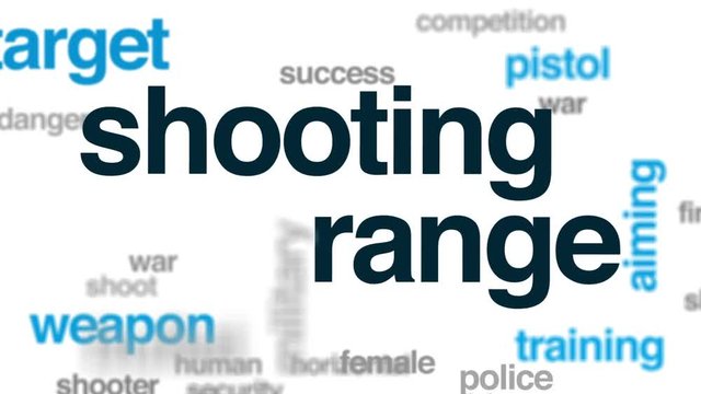 Shooting range animated word cloud, text design animation.