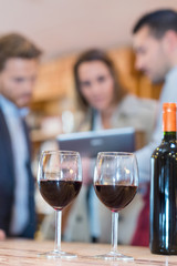 glasses with red wine