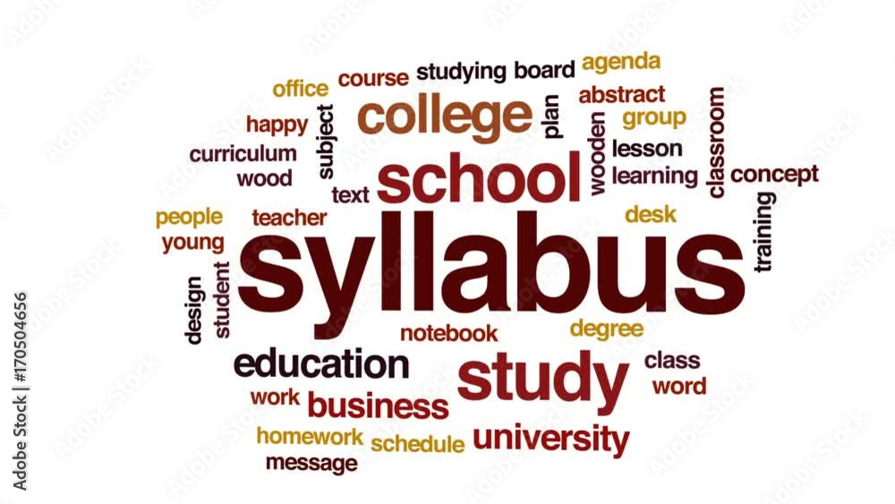 Poster syllabus animated word cloud, text design animation.