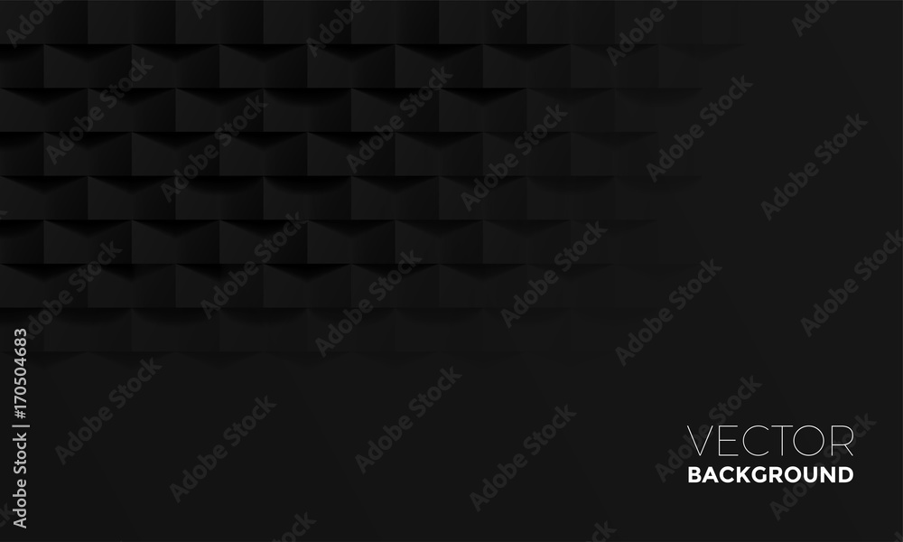 Poster abstract black background with brick shadow texture. vector geometric interior design backdrop