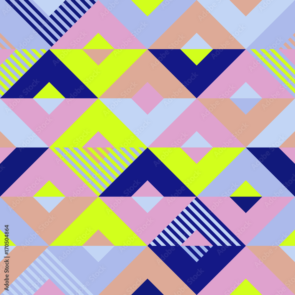Poster Mosaic abstract geometric art triangle pattern vector seamless background