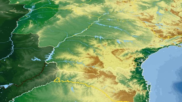 Parana - Brazil, region extruded. Bumps shaded