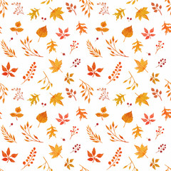 Watercolor autumn seamless pattern
