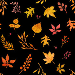 Watercolor autumn seamless pattern