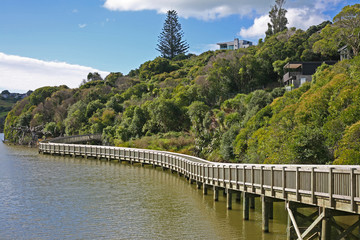 Orakei basin wooden walkway - Beautiful walk around an inlet in a suburb of central Auckland, New...