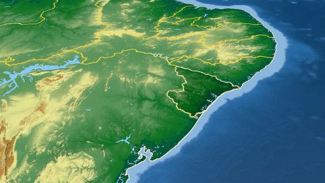Sergipe - Brazil, region extruded. Bumps shaded