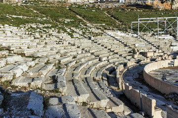 Ruins of the Theatre of Dionysus in Acropolis of Athens, Attica, Greece