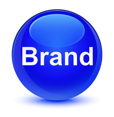 Brand glassy blue round button