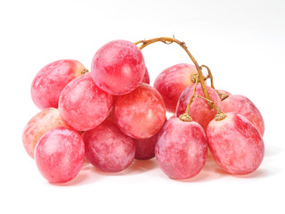 Red ripe grapes isolated on white background.