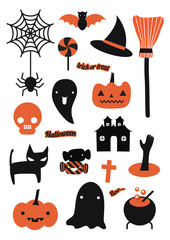 Happy Halloween Party, Background banner Poster icon cartoon freehand style with texture. vector illustration.