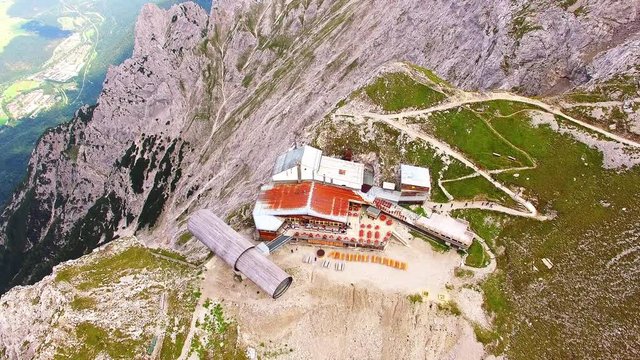  Karwendel cable car mountain station to 2,244 meters (7,362 feet) above sea level. Around this landmark you is numerous hiking and climbing routes. Germany, Central Europe.