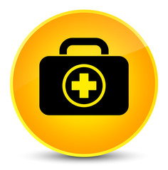 First aid kit icon elegant yellow round button
