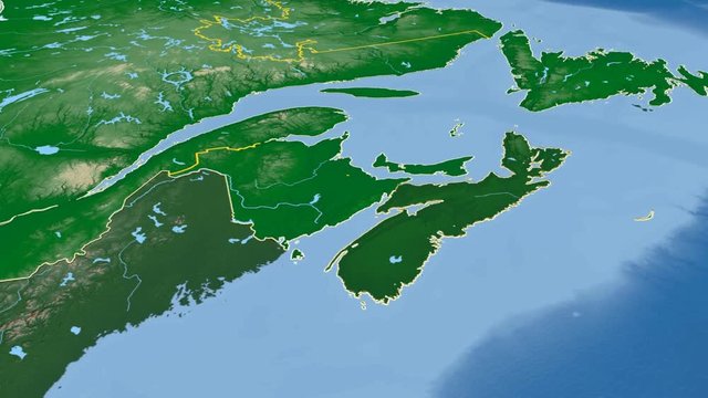 Nova Scotia - Canada, province extruded. Bumps shaded