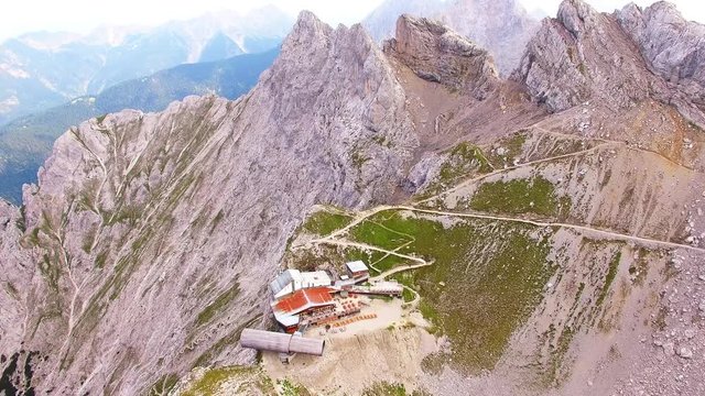  Karwendel cable car mountain station to 2,244 meters (7,362 feet) above sea level. Around this landmark you is numerous hiking and climbing routes. Germany, Central Europe.