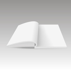 Blank pages of opened book. Mock up opened magazine, booklet or brochure. Vector