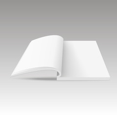 Blank pages of opened book. Mock up opened magazine, booklet or brochure. Vector