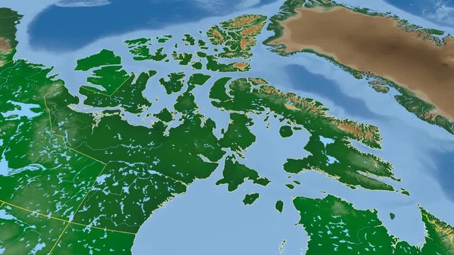 Nunavut - Canada, territory extruded. Bumps shaded
