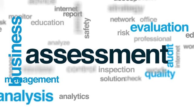 Assessment animated word cloud, text design animation.