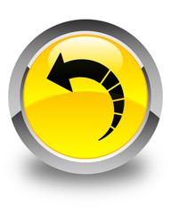 Back arrow icon glossy yellow round button