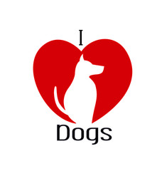 I love dogs silhouette vector logo