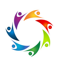 Teamwork supportive people vector logo