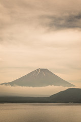 Mt.Fuji and Motosu lake in summer season