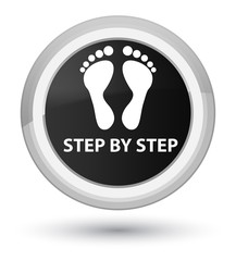 Step by step (footprint icon) prime black round button