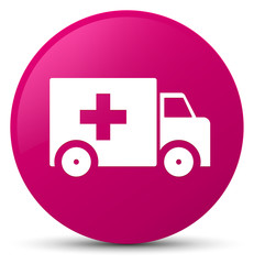 Ambulance icon pink round button