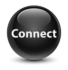 Connect glassy black round button