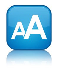 Font size icon special cyan blue square button