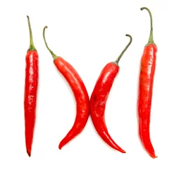 Fotobehang Red chile pepper bitter on white background © Prikhodko