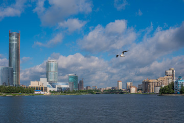 Fototapeta premium YEKATERINBURG, RUSSIA - JULY 3, 2017: Centre of Yekaterinburg city in summer time