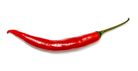 Red chile pepper bitter on white background