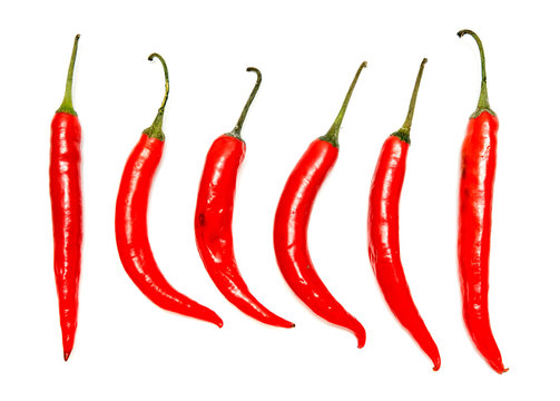 Red Chile Pepper Bitter On White Background