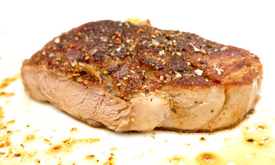 fried steak isolated on white background