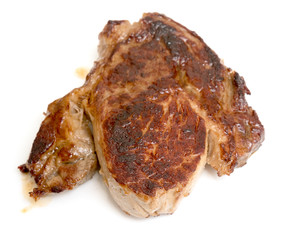 fried steak isolated on white background