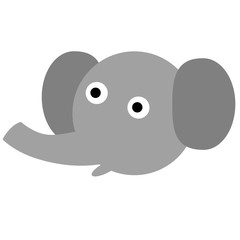Funny Elephant Face, Isolated on White