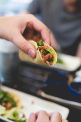 Beef Brisket Tacos with pico de gallo and cilantro