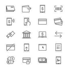 Internet banking thin icons