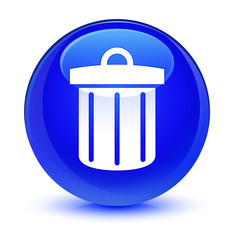 Recycle bin icon glassy blue round button