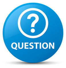 Question cyan blue round button
