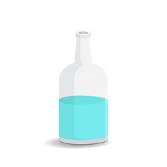 Glass bottle with water on a white background. Vector illustration bottle with a white label in your designs, pattern mock-up containers filled with liquid drink to quench your thirst.