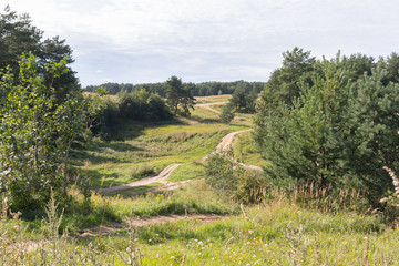 Rural roads on hilly countryside territory for carrying out of autocross competitions