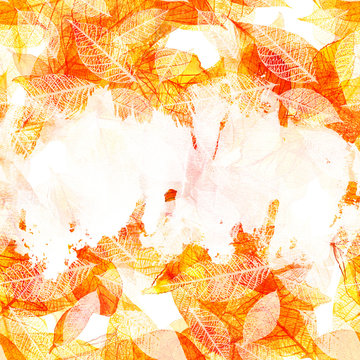 Autumn background with watercolor leaves and place for text