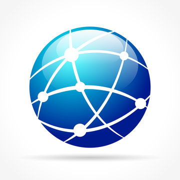 Blue Globe Icon Concept