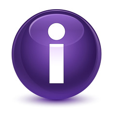 Info icon glassy purple round button