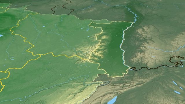 Alsace - France, region extruded. Bumps shaded